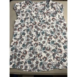 Boho DR2 100% Polyester Sleeveless Paisley Print Blouse Size XL